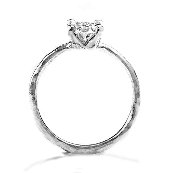 Oval Solitaire Hammered Prong