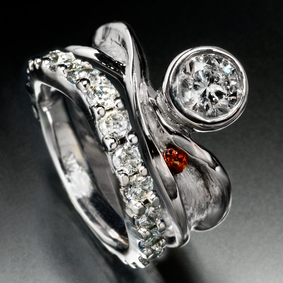 Floating diamond engagement on sale ring