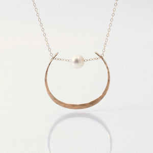 14k Gold Luna Pendant with Pearl