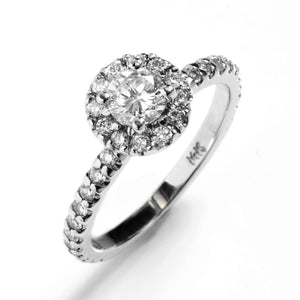 French Pavé Halo Engagement Ring