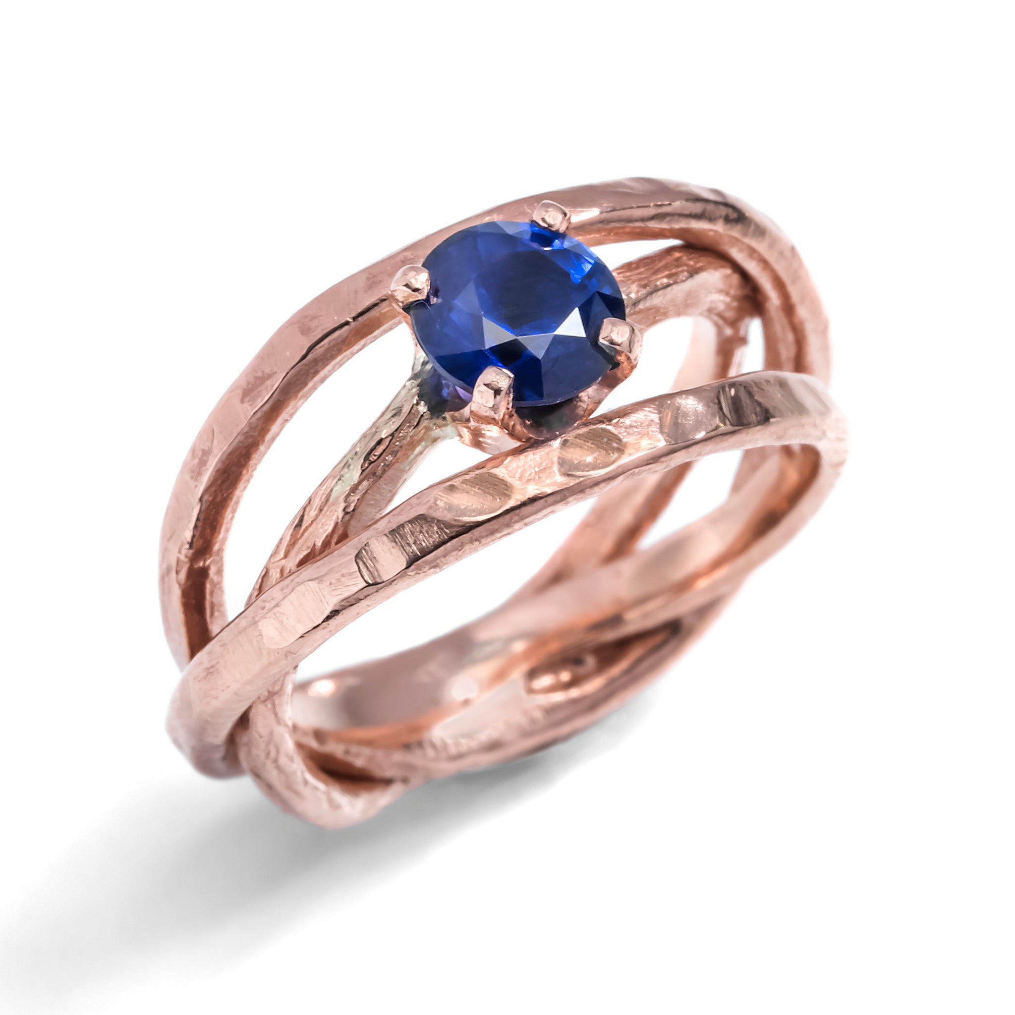 Interconnected Solitaire Ring with Sapphire
