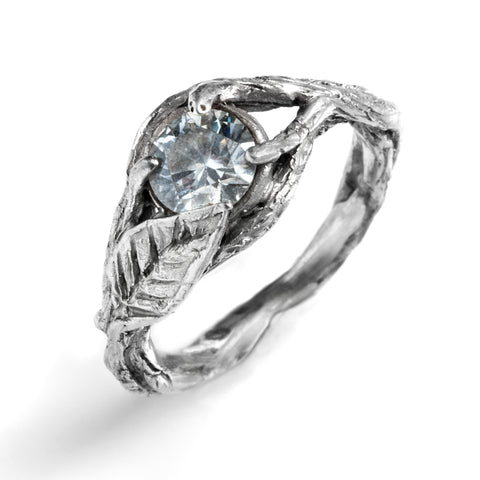 Prong Set Nesting Engagement Ring with Leaf