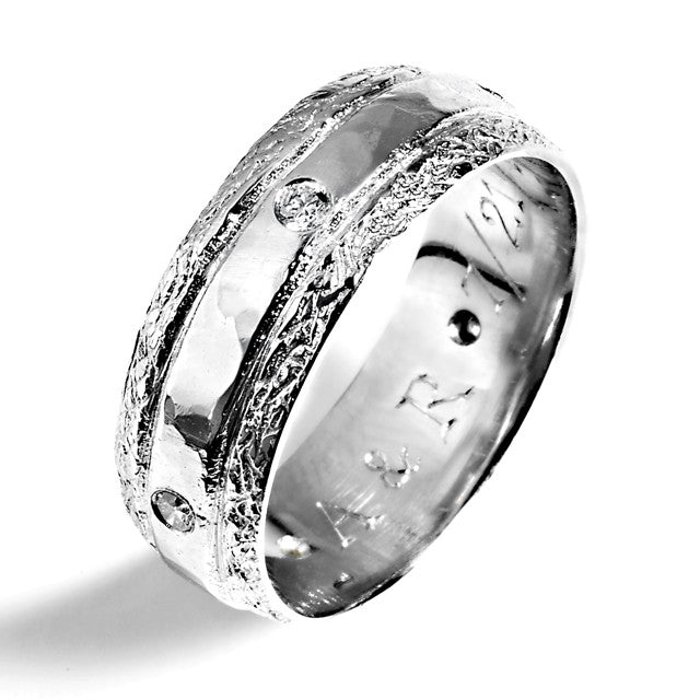 Textured Three-Band Wedding Ring