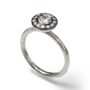 Round Halo Engagement Ring with Black Rhodium