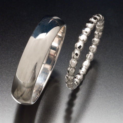 Half-Round and Beaded Wedding Bands