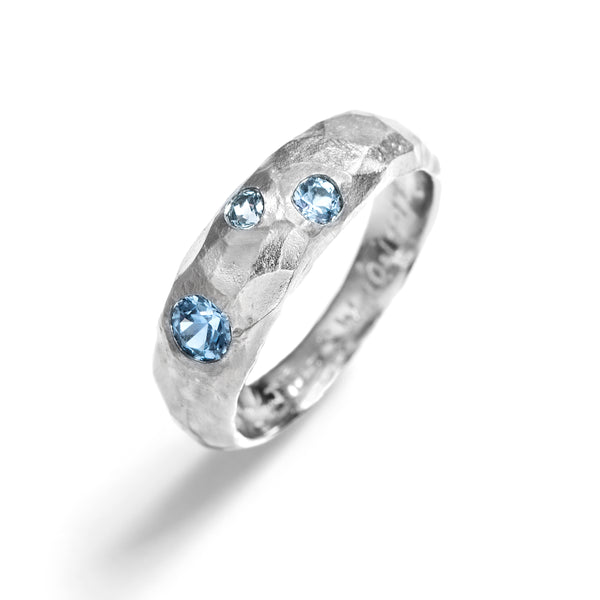 Chiseled Wedding Bands with Montana Sapphires