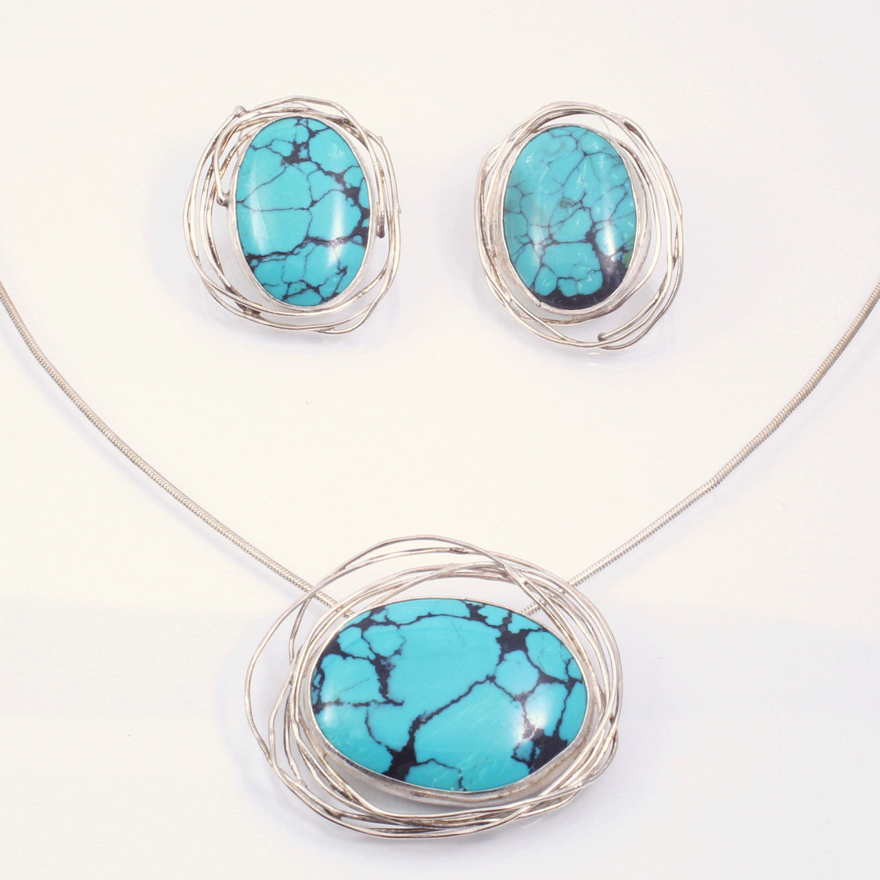 In Orbit Earring and Pendant Set with Turquoise